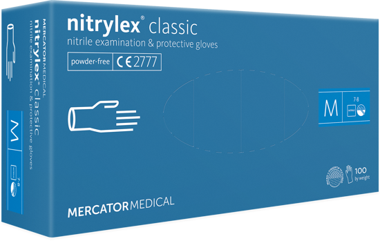 Obrázek z Jednorázové nitrilové rukavice Mercator nitrylex® classic nepudrované 100KS/BOX 